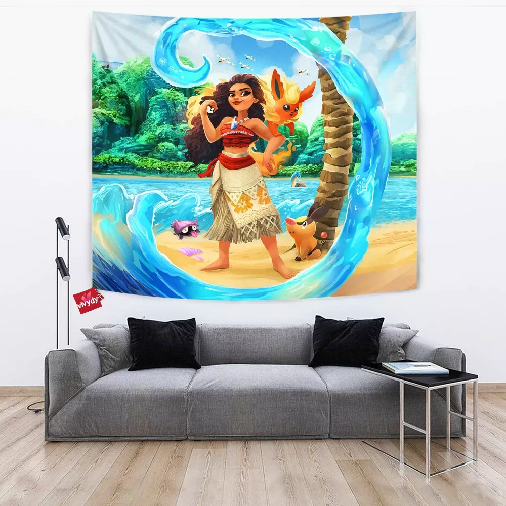 Moana And Flareon Tapestry