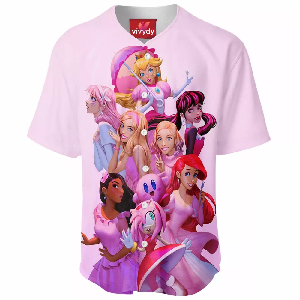 Pink Characters Animated Baseball Jersey