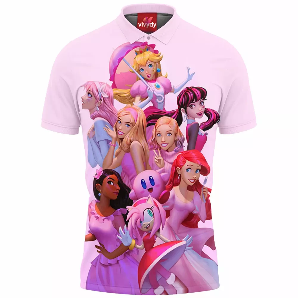 Pink Characters Animated Polo Shirt