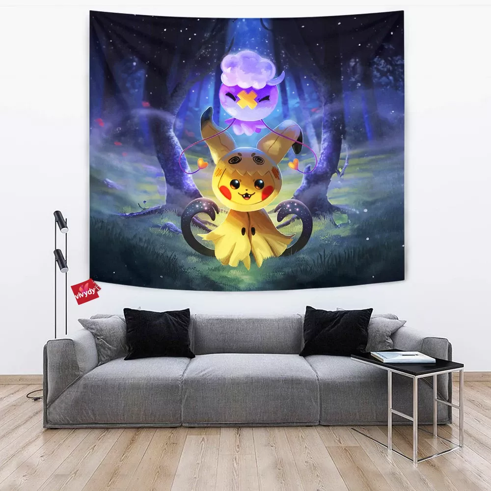 Spooky Drifloon And Pikachu Tapestry