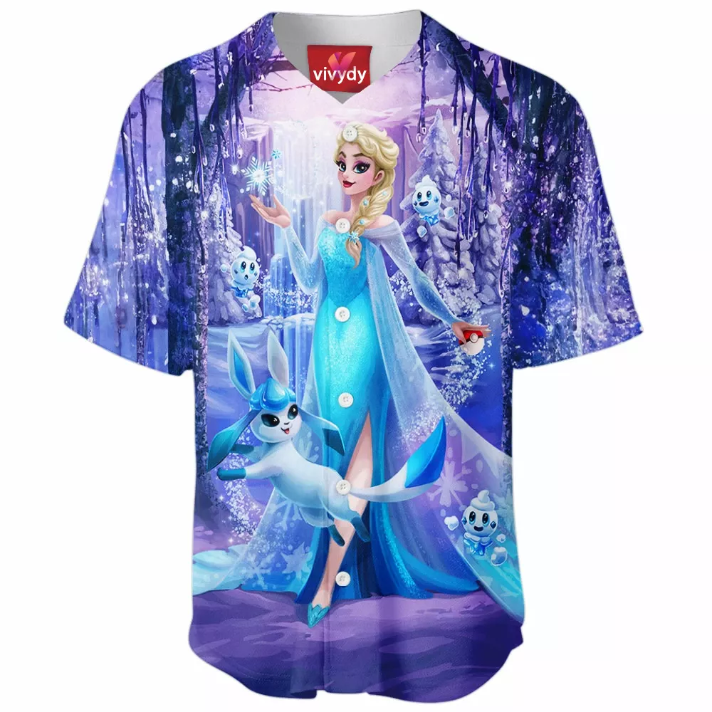 Elsa And Glaceon Baseball Jersey