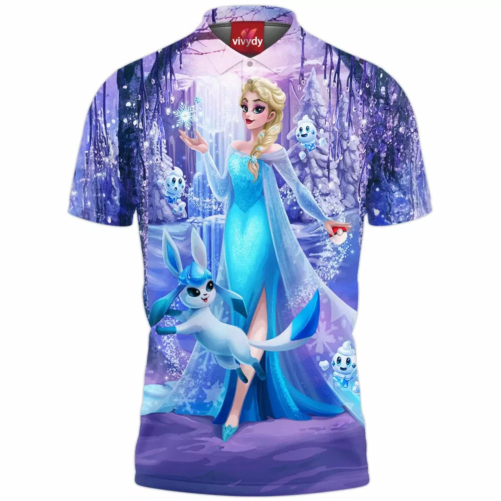 Elsa And Glaceon Polo Shirt