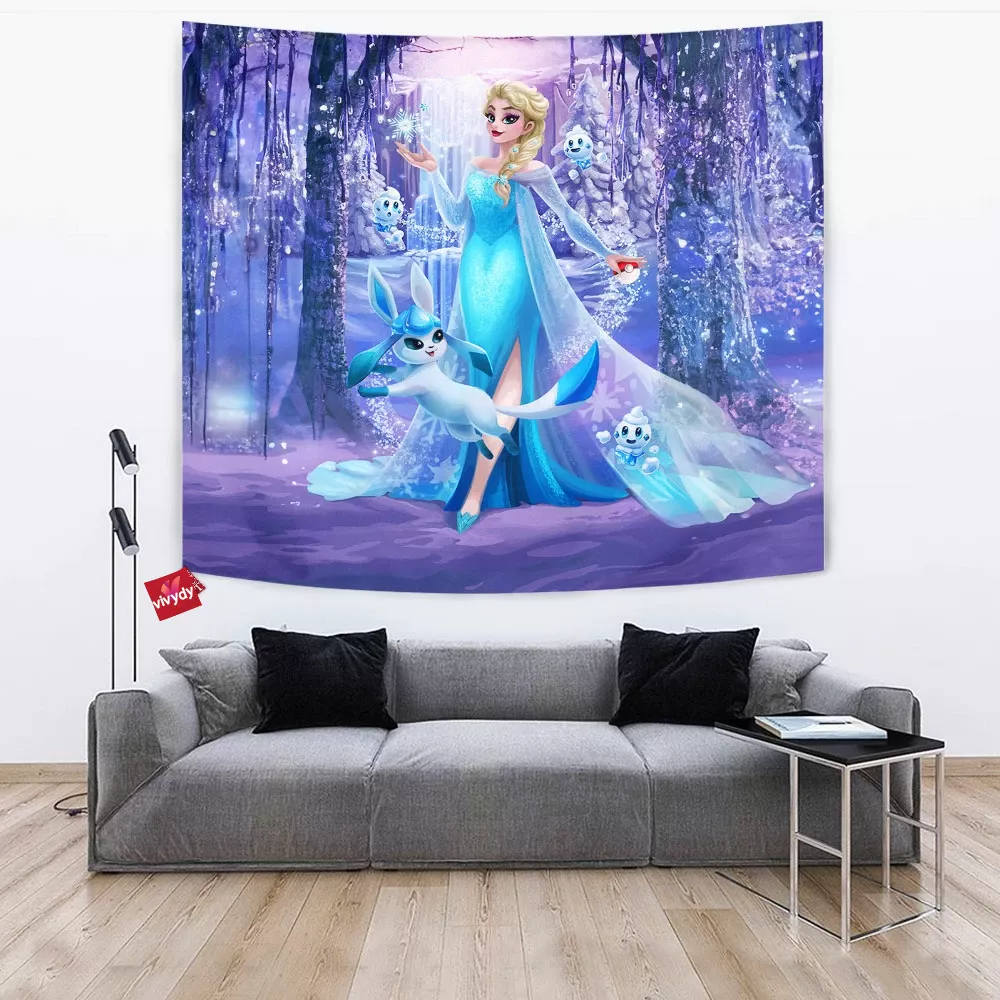 Elsa And Glaceon Tapestry