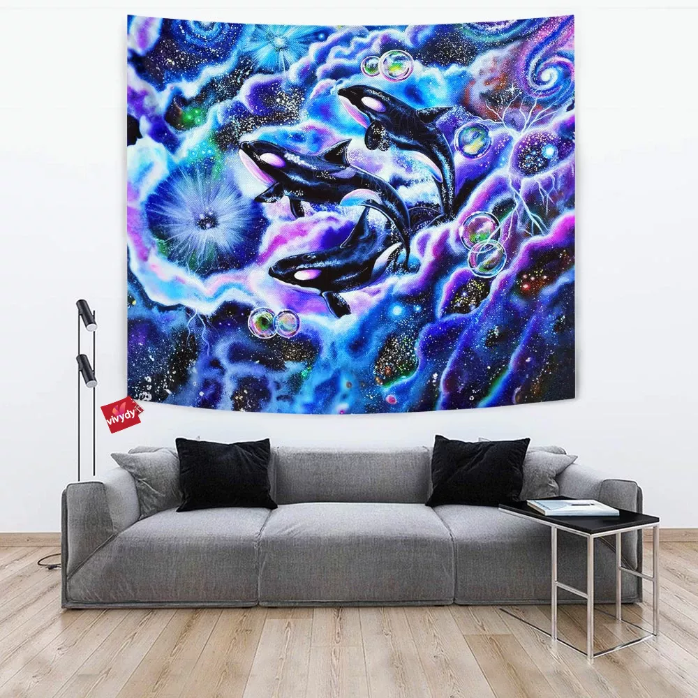 Galaxy Dolphins Tapestry