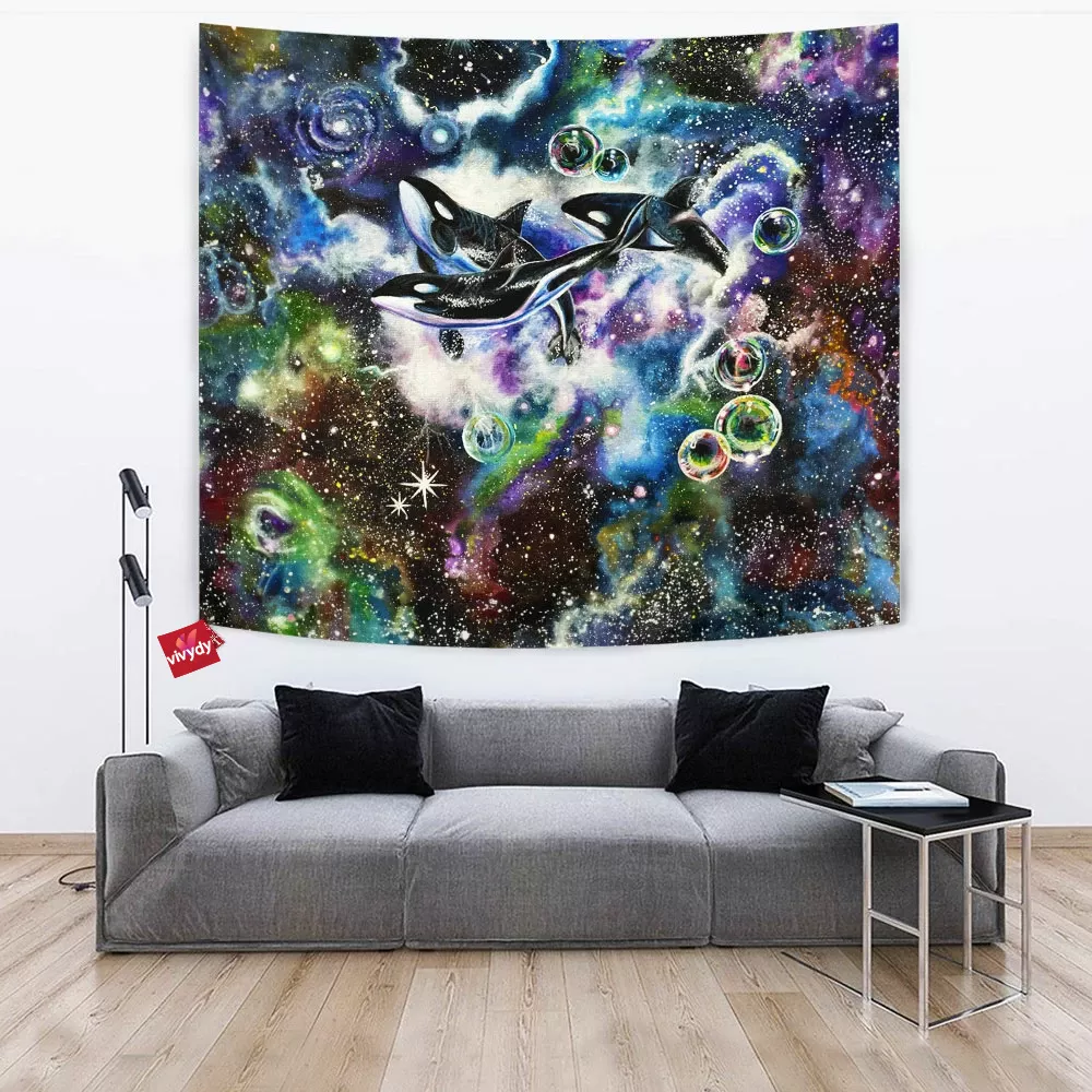 Galaxy Dolphins Tapestry