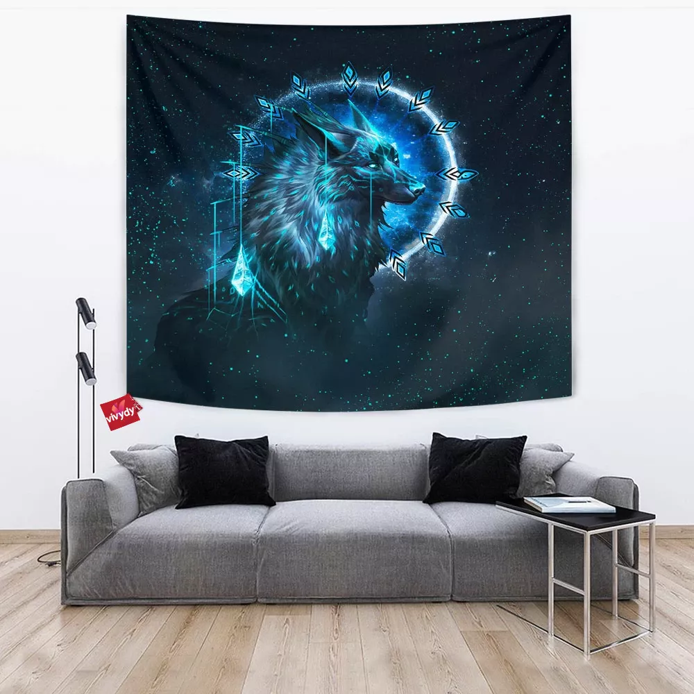 Black Wolf Tapestry