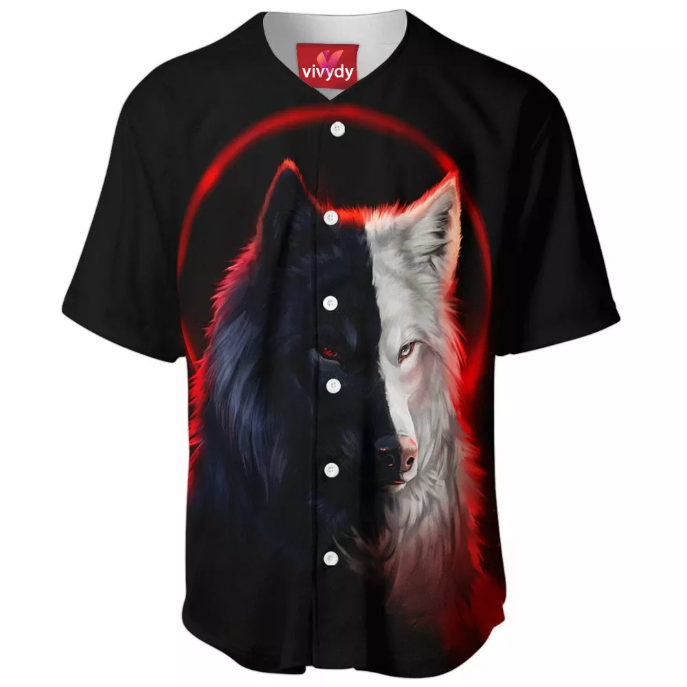 Black And White Wolf Baseball Jersey