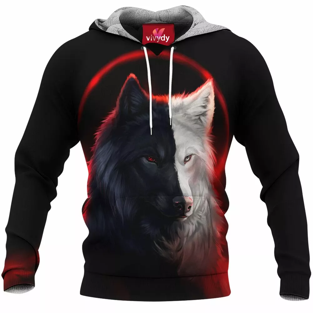 Black And White Wolf Hoodie