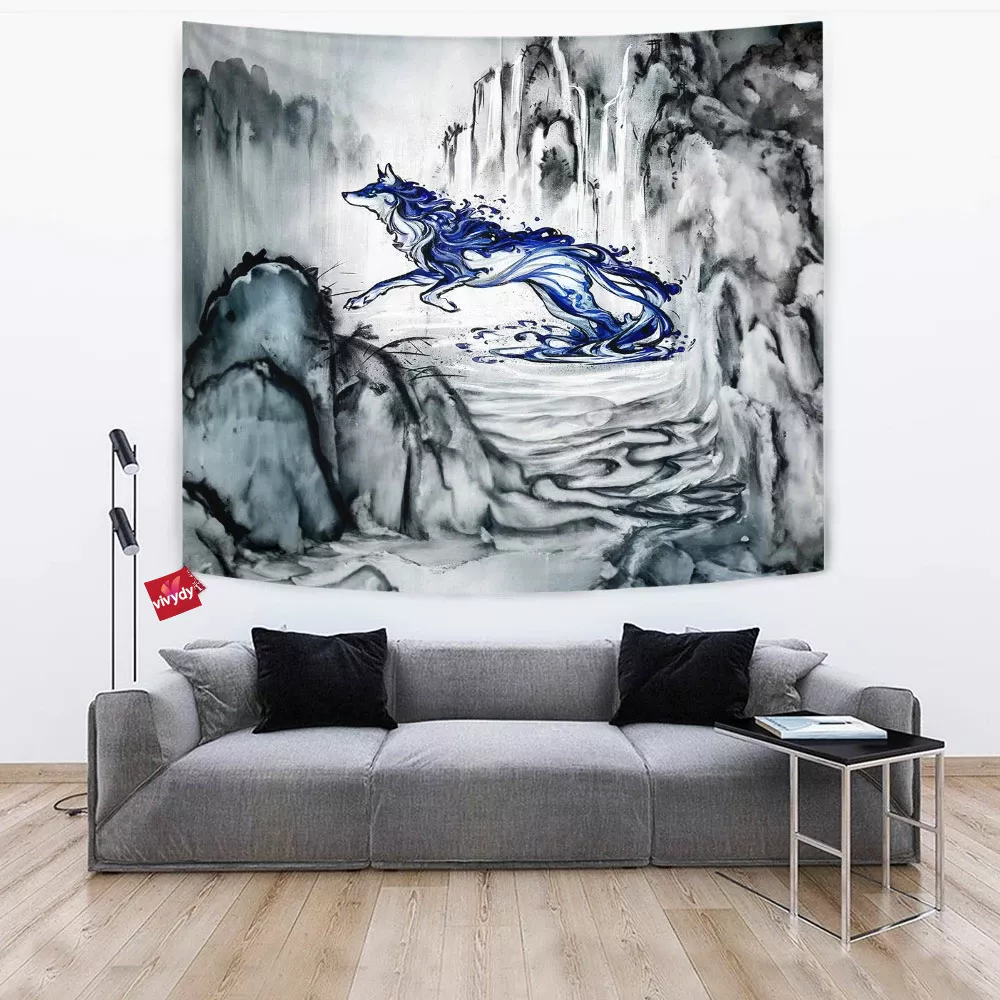 Water Wolf Tapestry