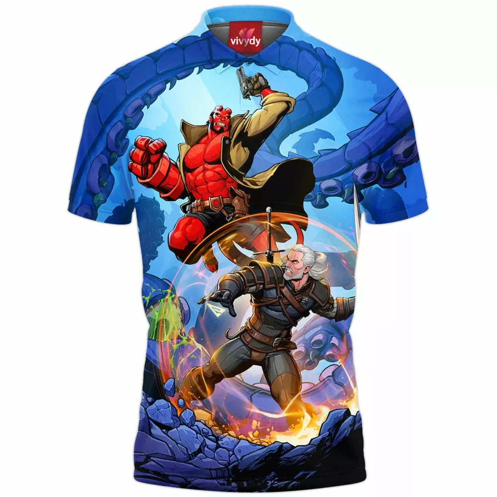 The Witcher Vs Hellboy Polo Shirt