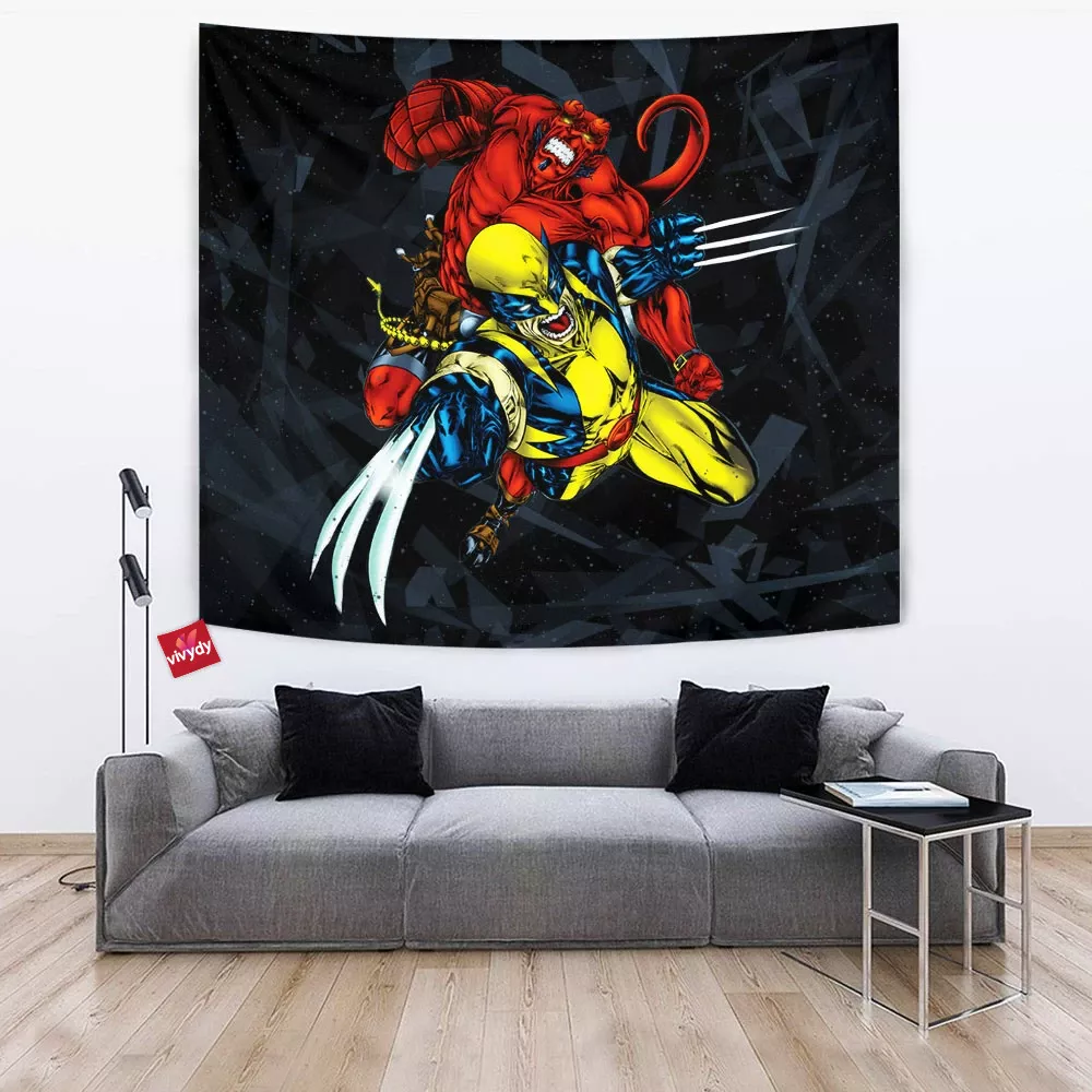 Wolverine Hellboy Tapestry