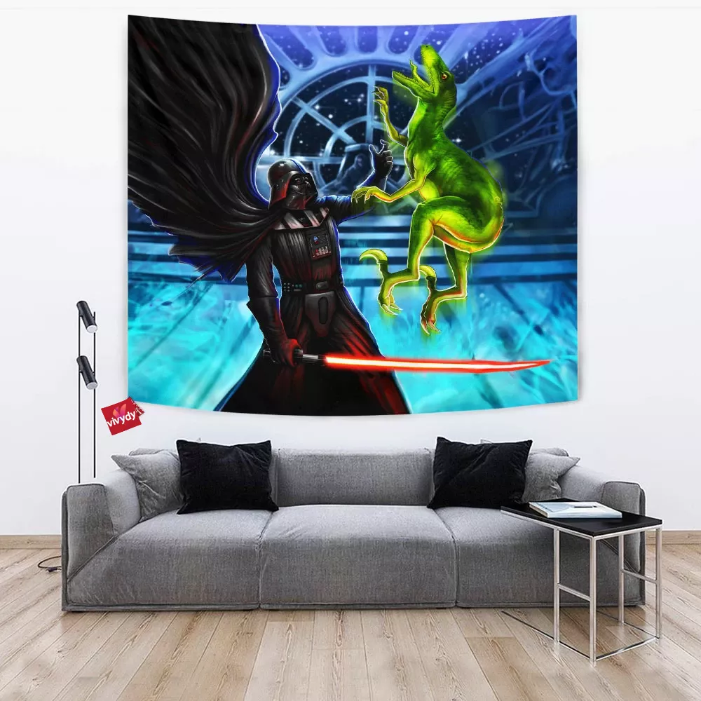 Darth Vader Vs Velociraptor Tapestry