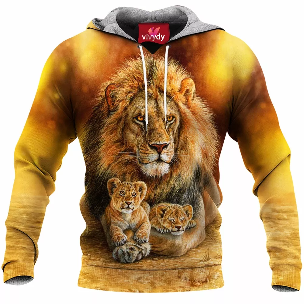 Lion Dad With Two Cubs Hoodie