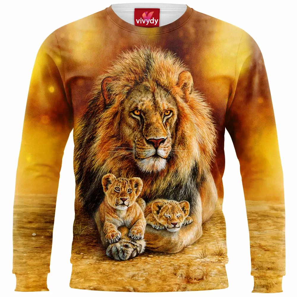 Lion Dad With Two Cubs Sweatshirt