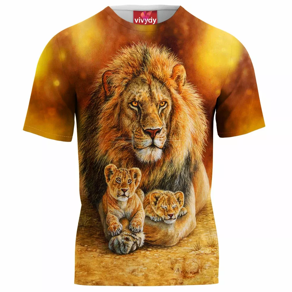 Lion Dad With Two Cubs T-Shirt