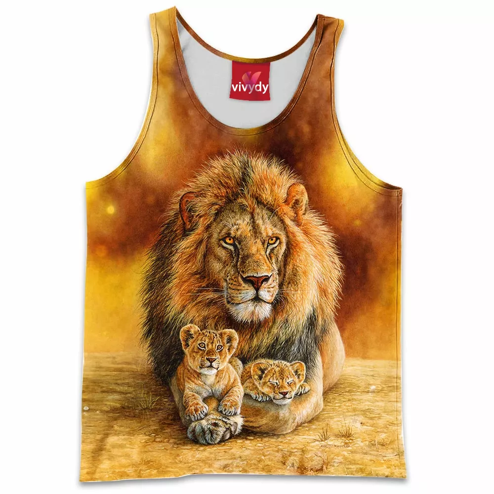 Lion Dad With Two Cubs Tank Top