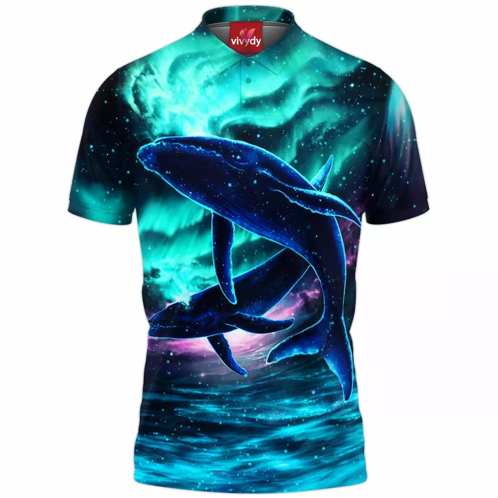 Aurora Galaxy Whale Polo Shirt