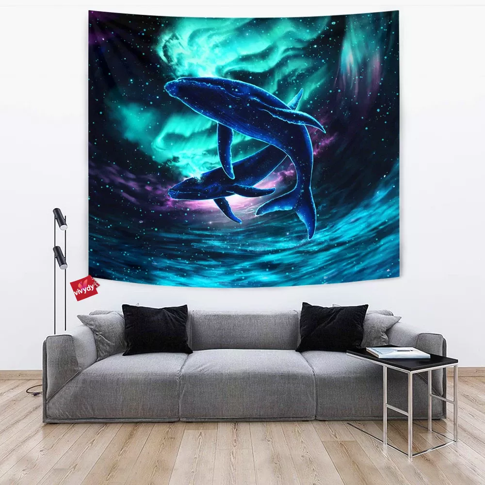 Aurora Galaxy Whale Tapestry