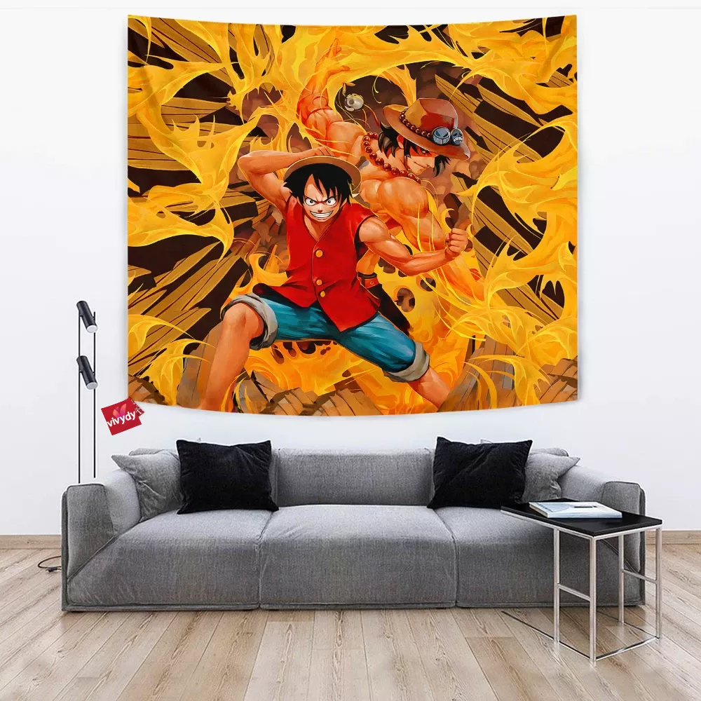 Luffy Ace One Piece Tapestry