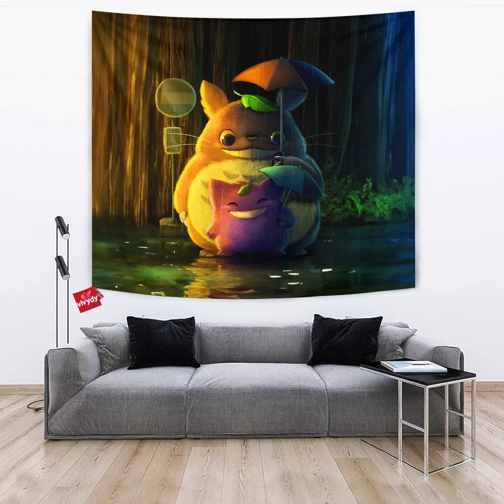 Totoro And Gengar Tapestry