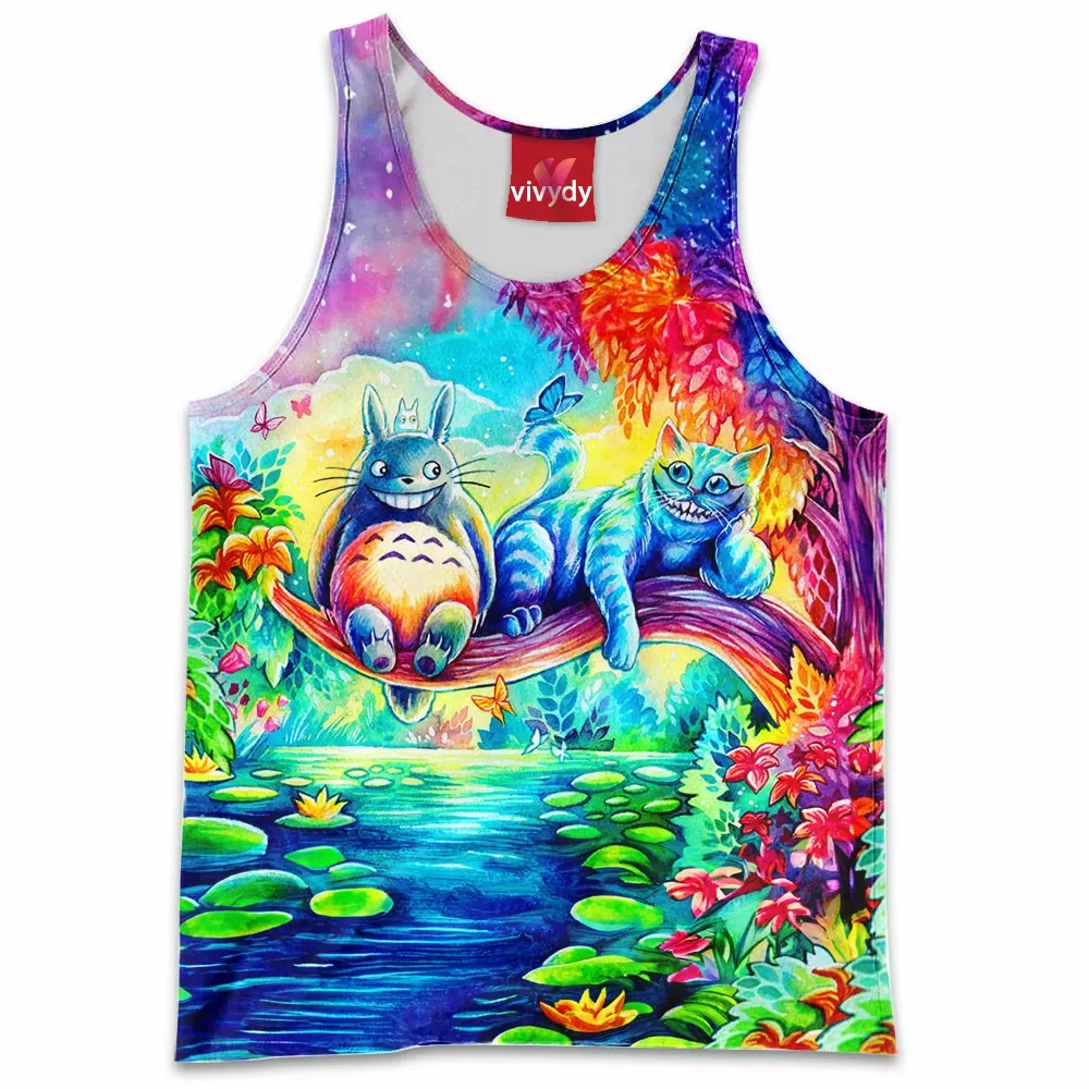 Cheshire Cat,Meow and Totoro Tank Top