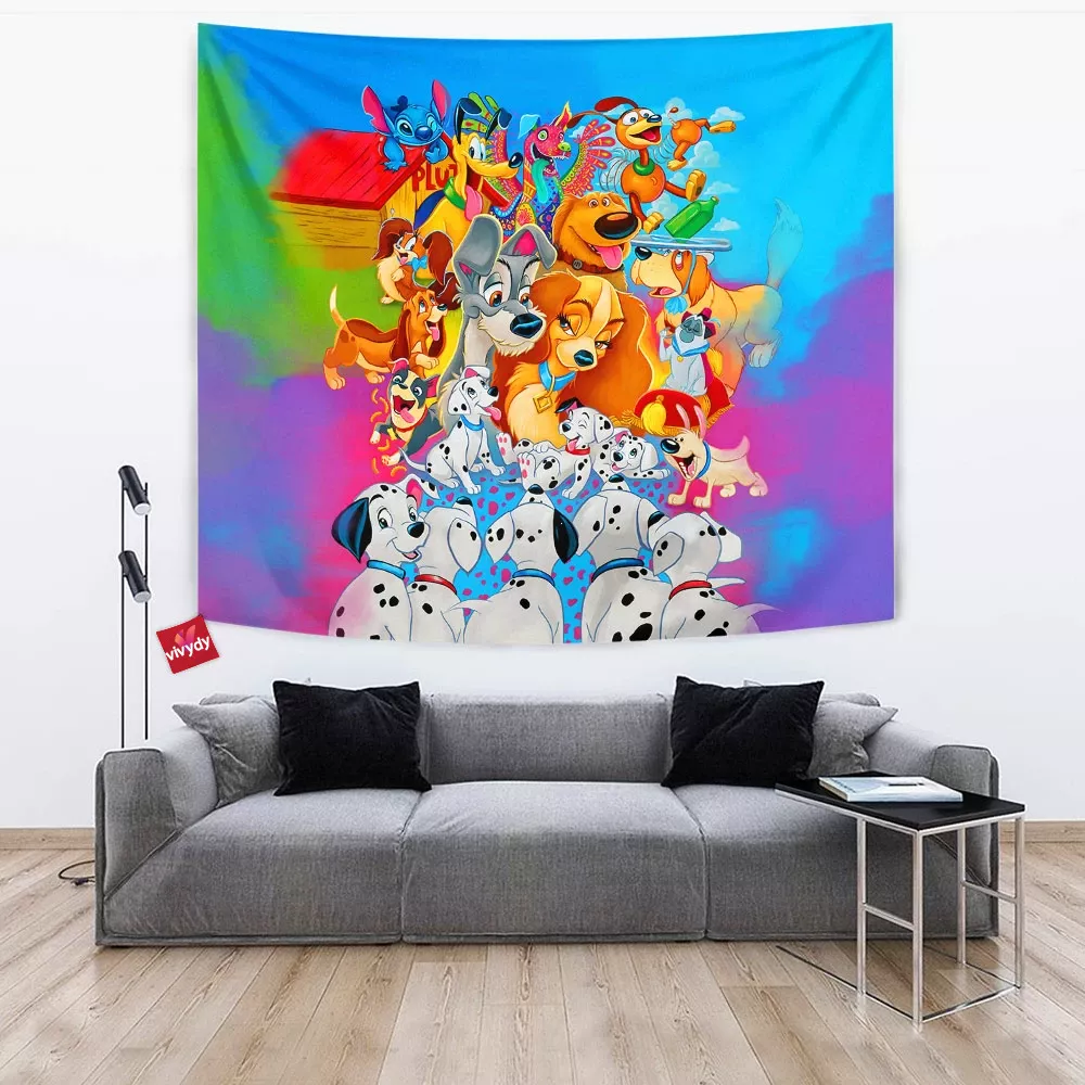 Animated Dogs Tapestry