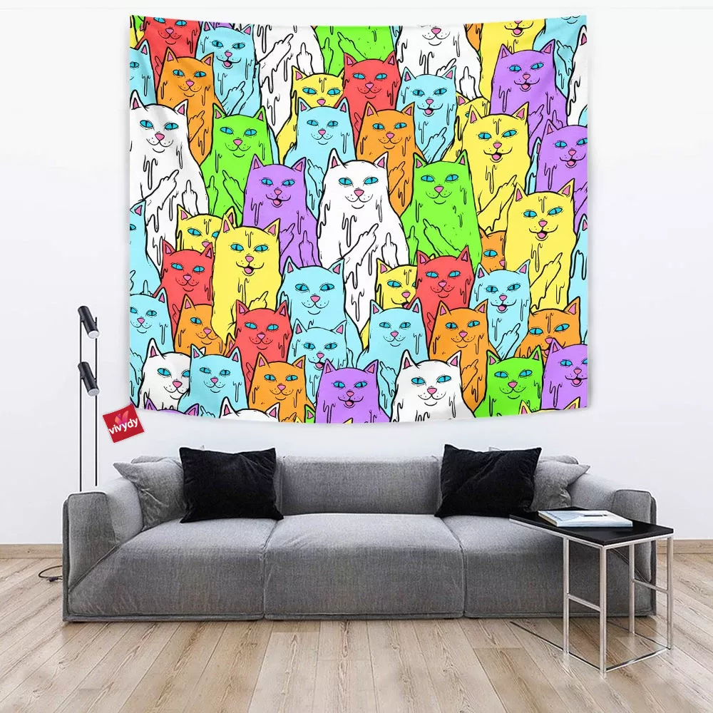 Rainbow Cat,Meows Tapestry