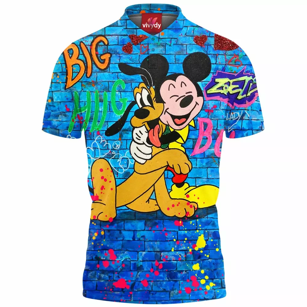 Pluto Animated and Mickey Mouse Polo Shirt