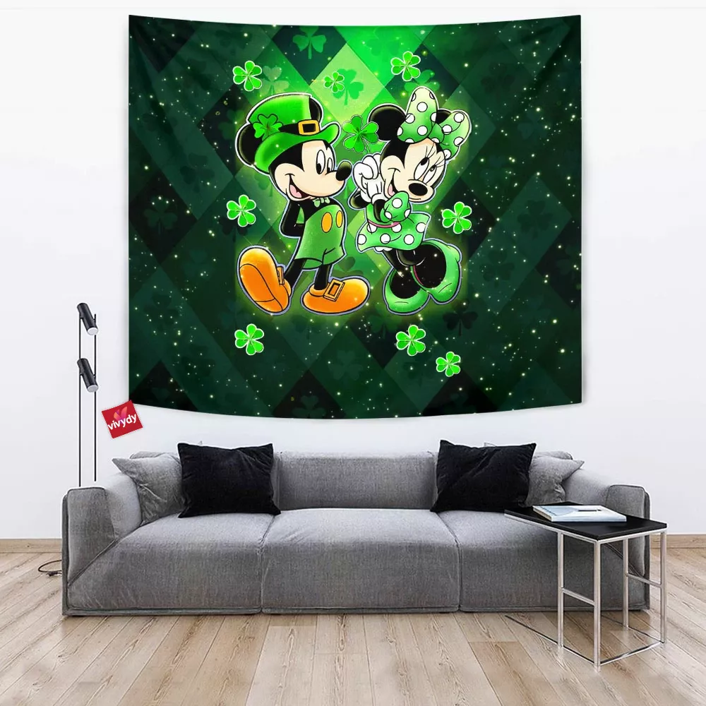 Mickey Minnie for Saint Patricks Day Tapestry