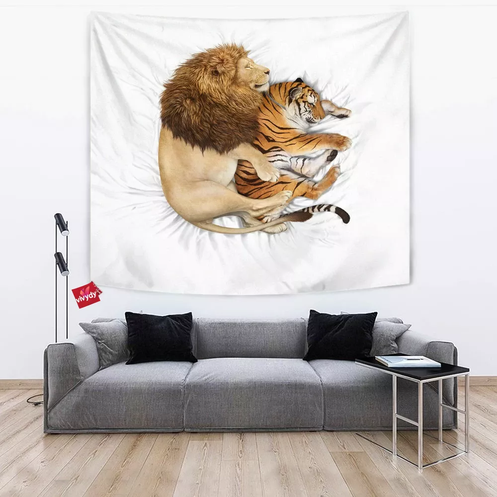 Lion And Tiger Tapestry