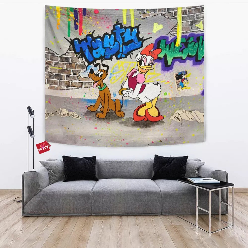 Pluto Animated and Daisy Duck Tapestry