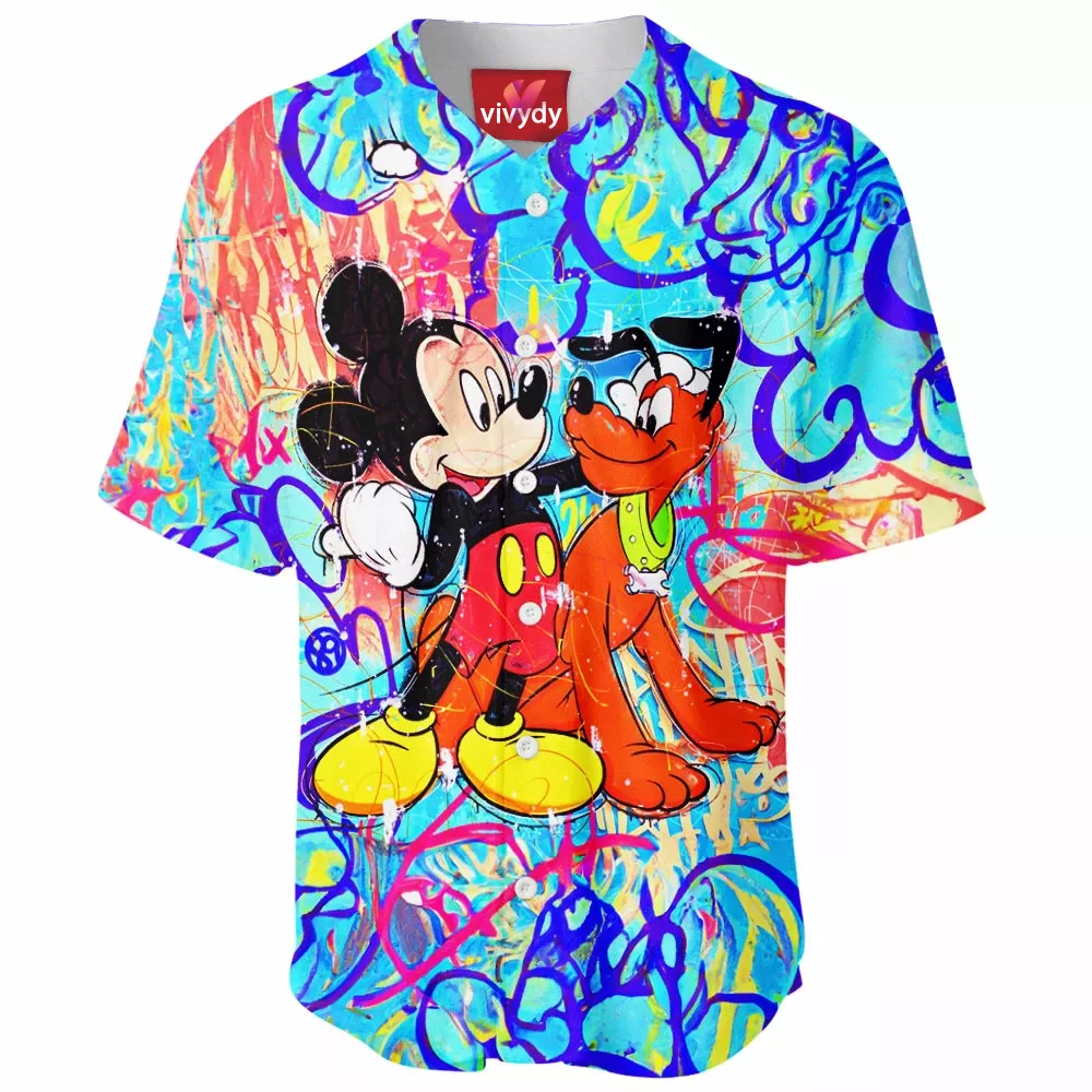 Pluto and Mickey Mouse Baseball Jersey