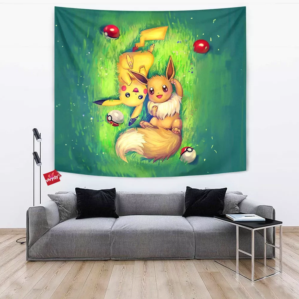 Eevee And Pikachu Tapestry