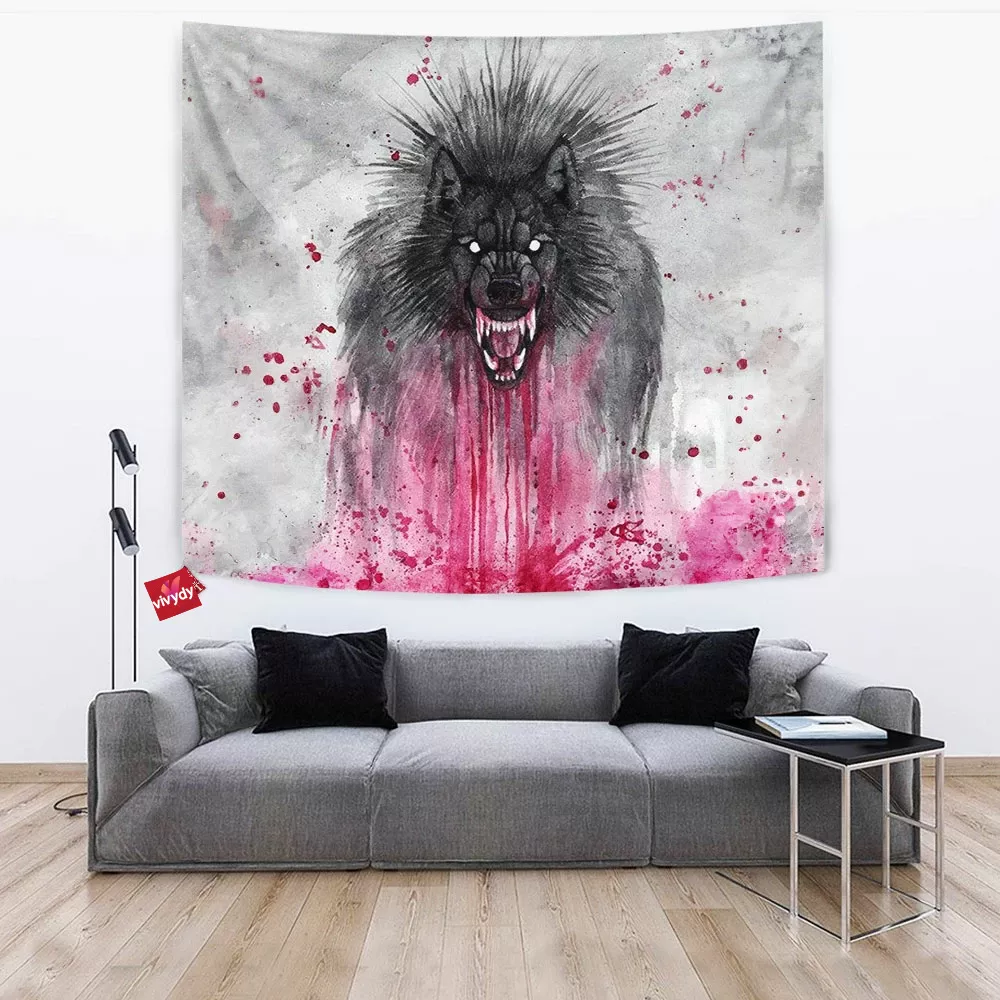 Black Wolf Tapestry