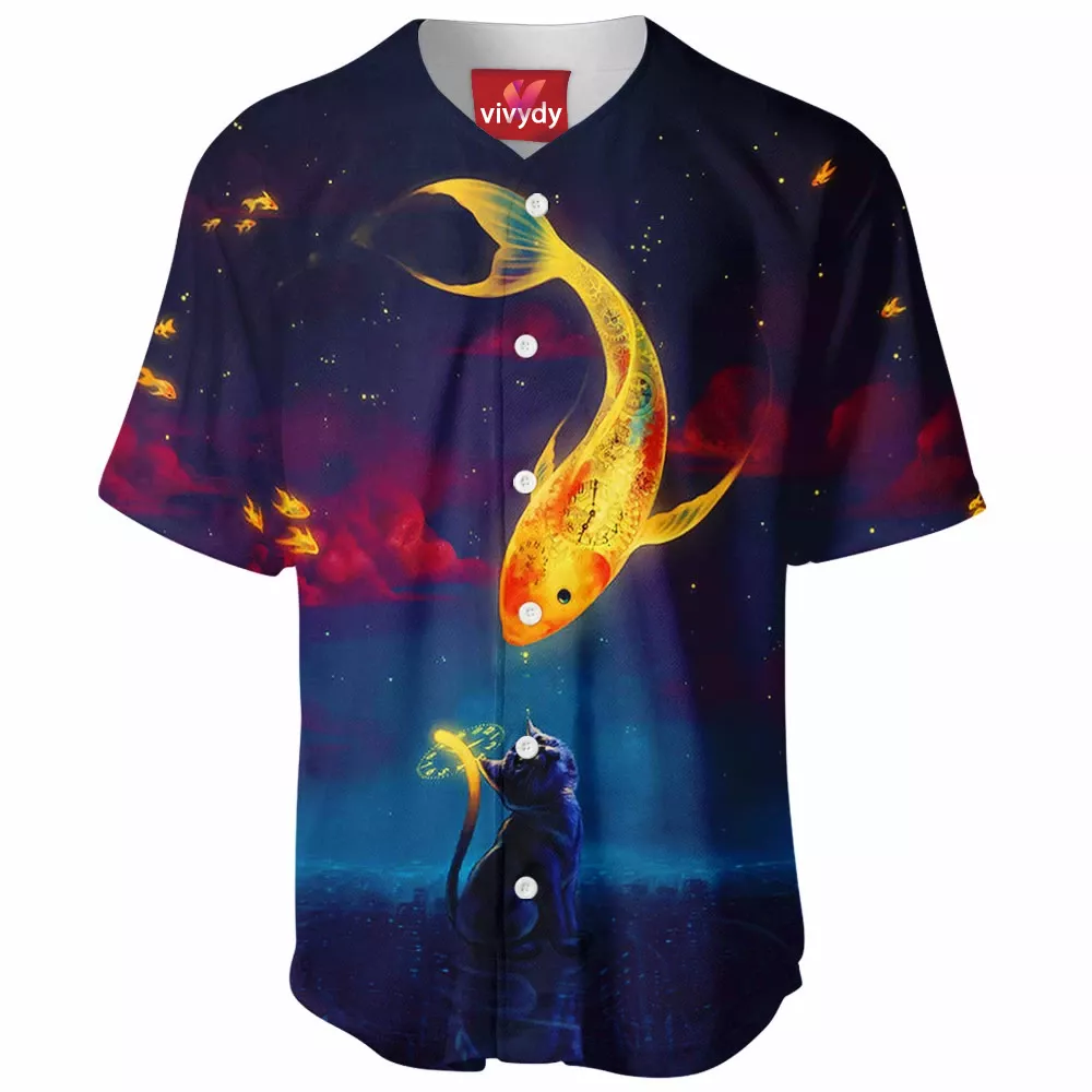 Moon Fish Cat Baseball Jersey