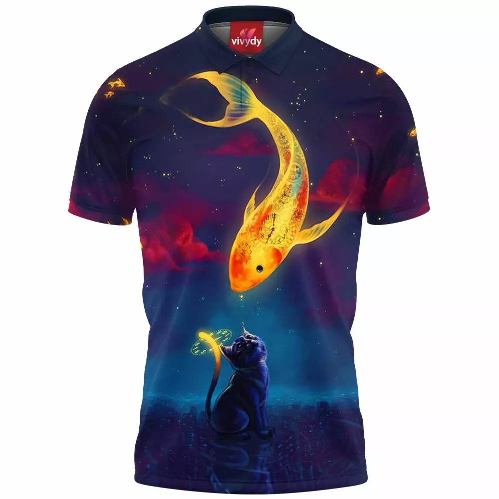 Moon Fish Cat Polo Shirt