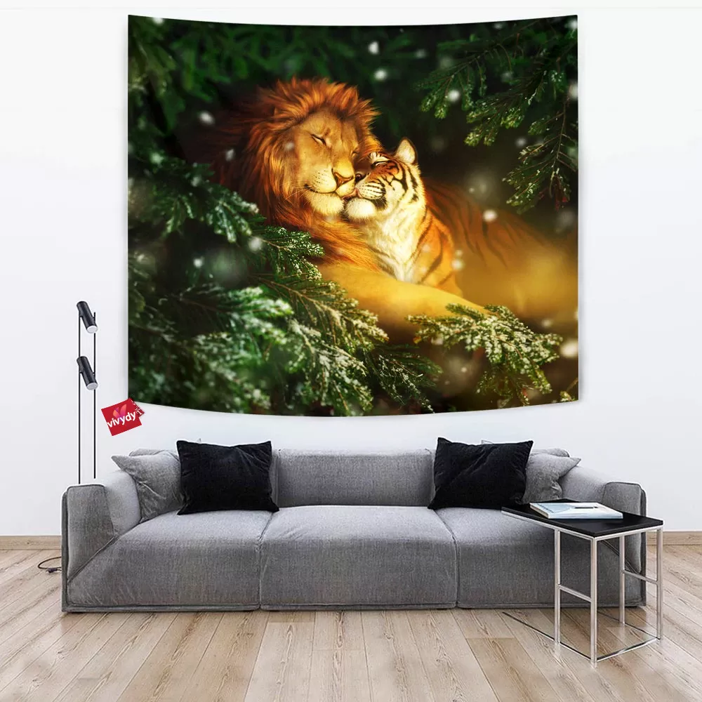 Lion And Tiger Tapestry