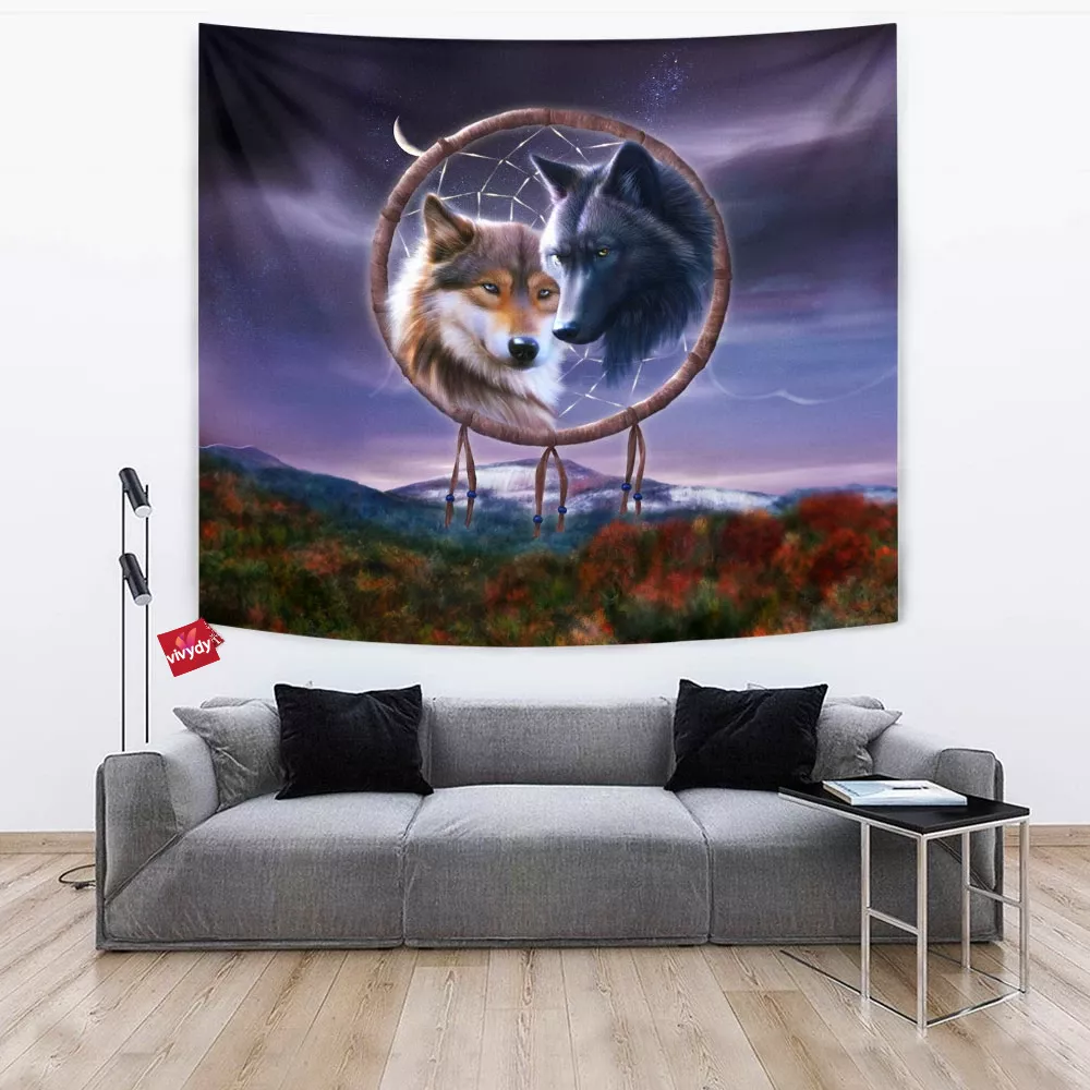 Dreamcatcher Wolf Tapestry