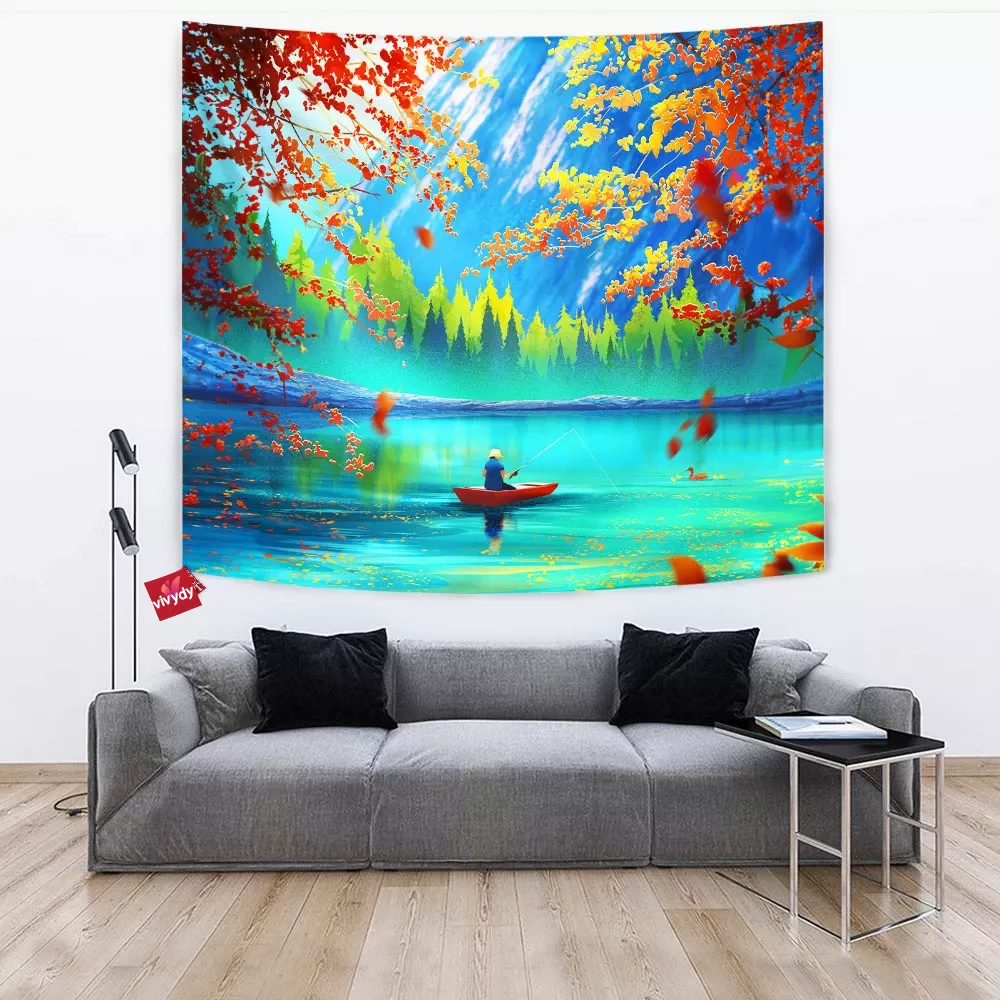 Autumn Boat Tapestry