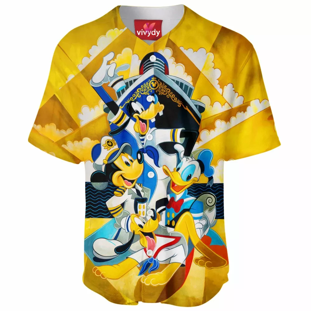 Mickey Mouse Goofy Donald Duck Pluto Animated Baseball Jersey