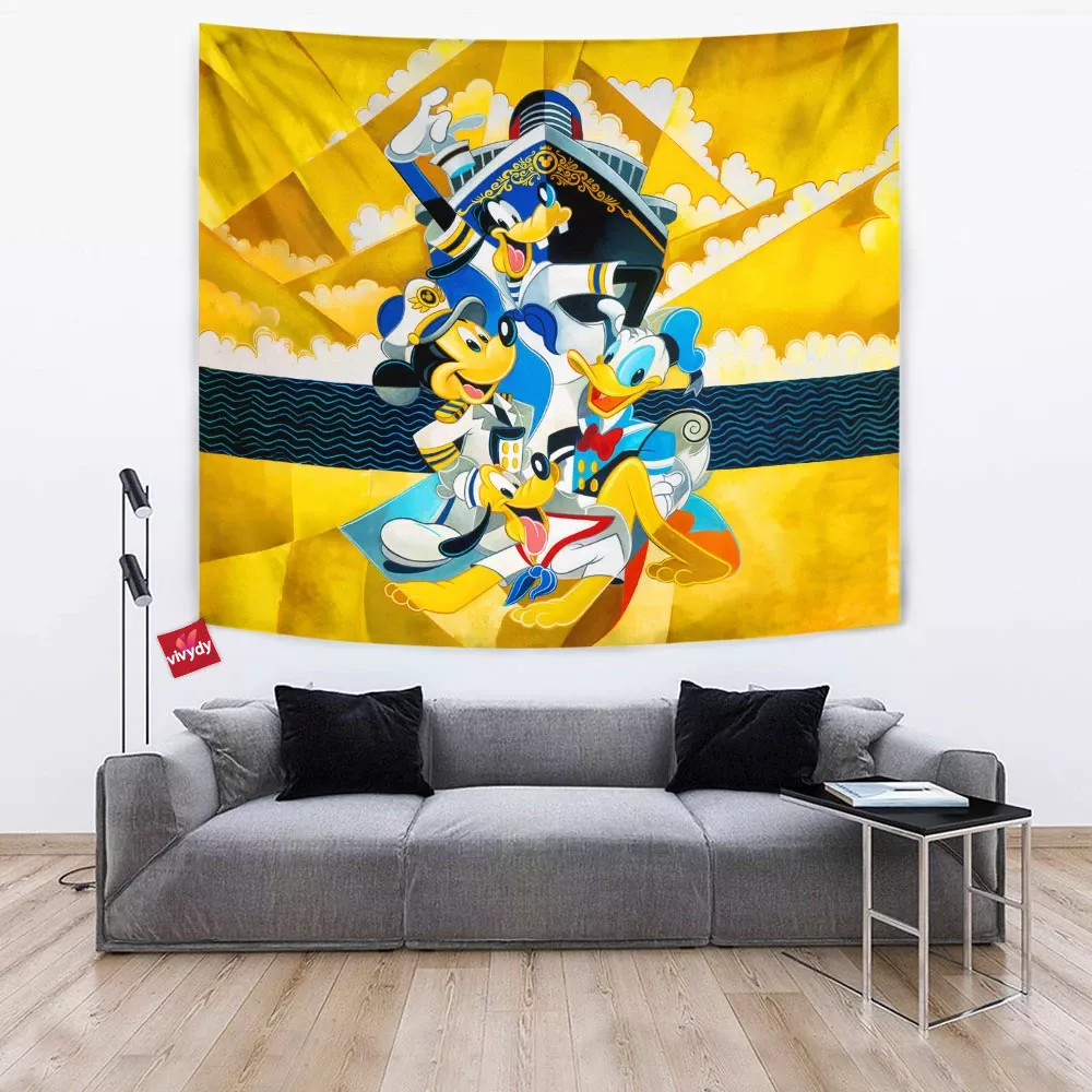 Mickey Mouse Goofy Donald Duck Pluto Animated Tapestry