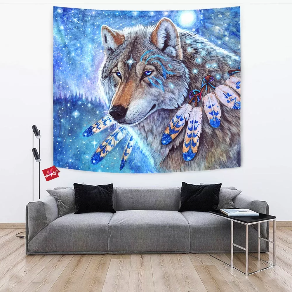 Mystic Spirit Wolf Tapestry