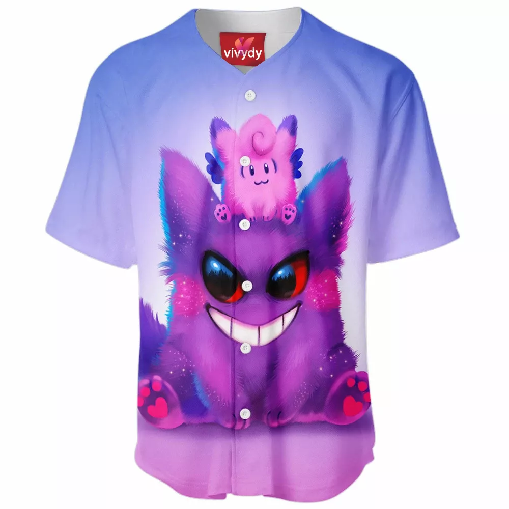 Gengar And Clefable Baseball Jersey