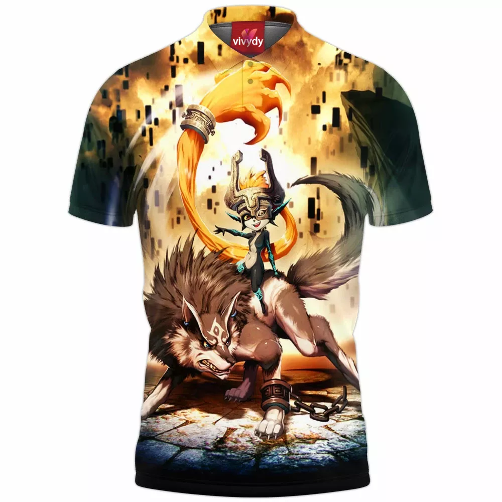 Zelda Midna And Wolf Link Polo Shirt