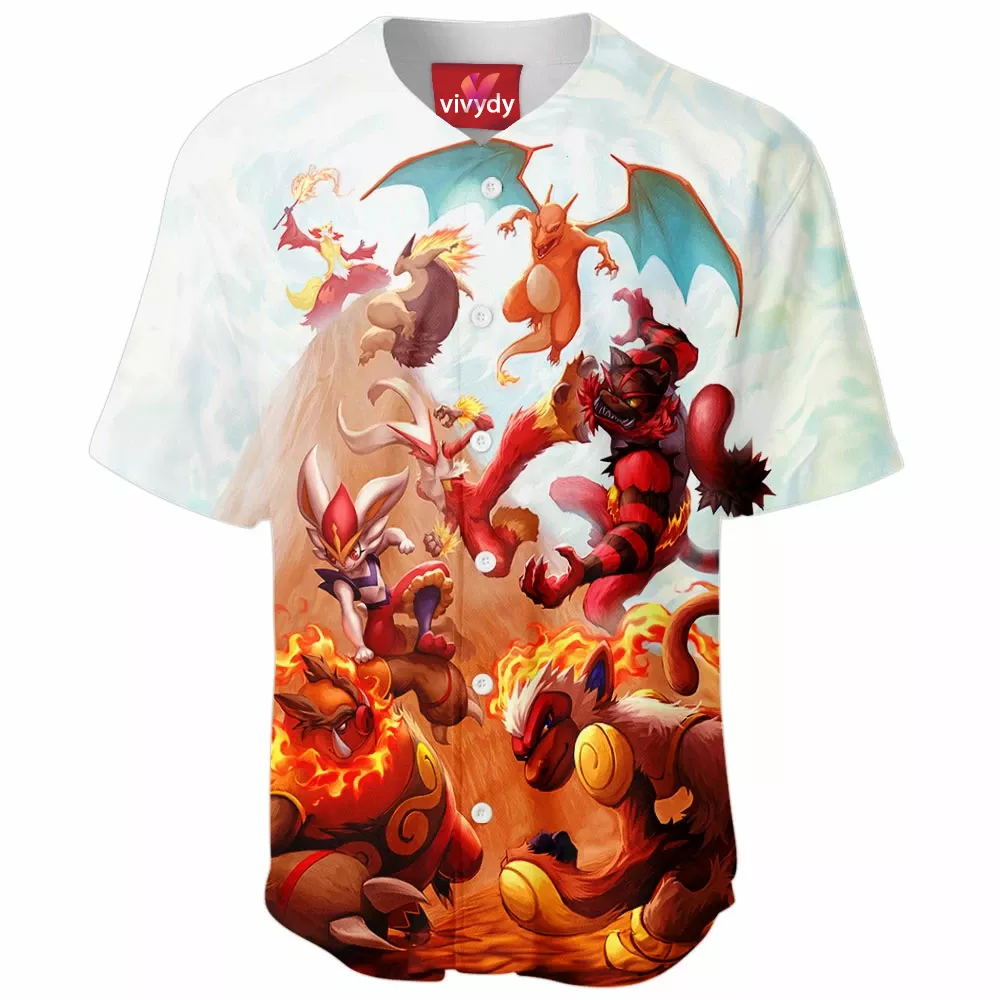 Fire Pokemon Baseball Jersey