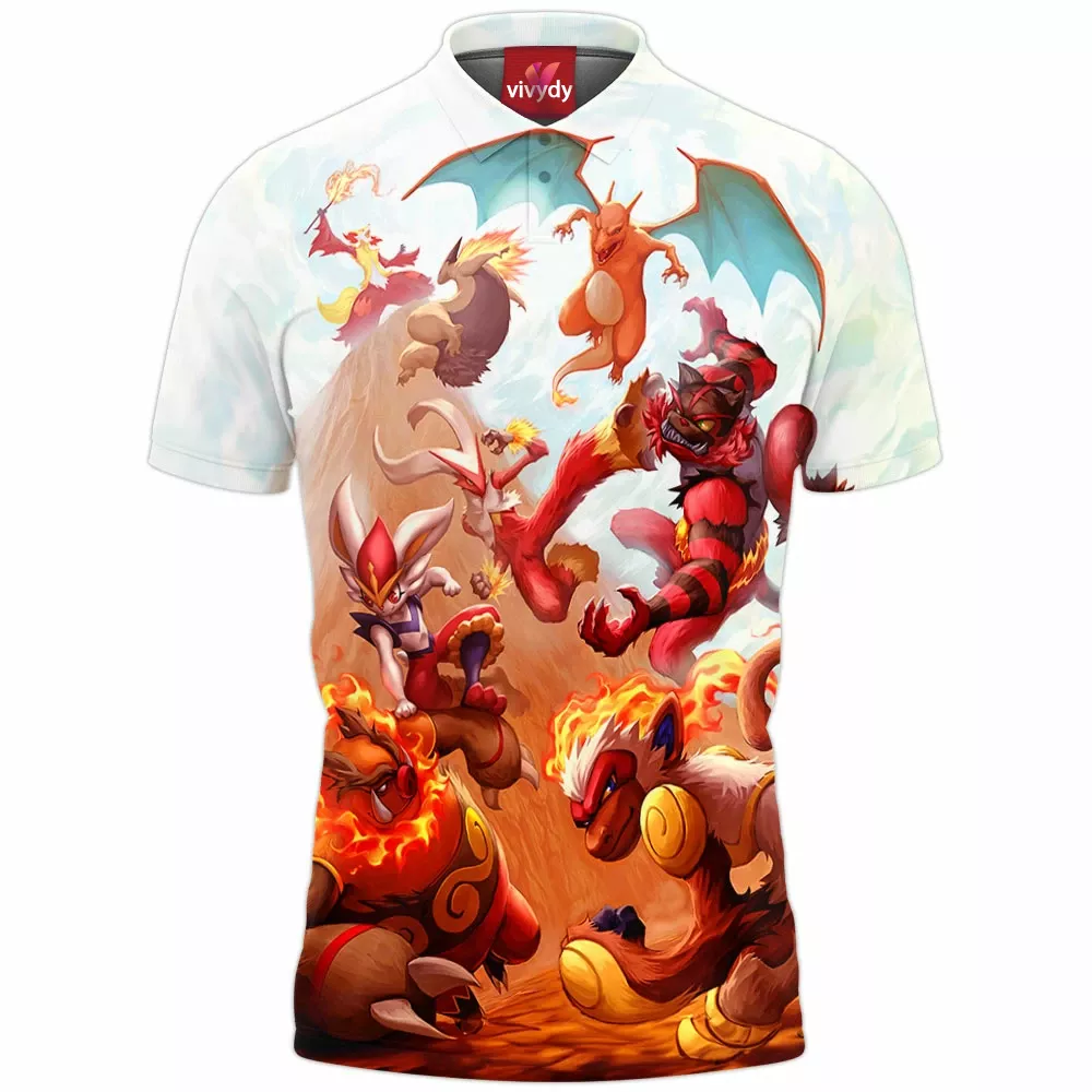 Fire Pokemon Polo Shirt