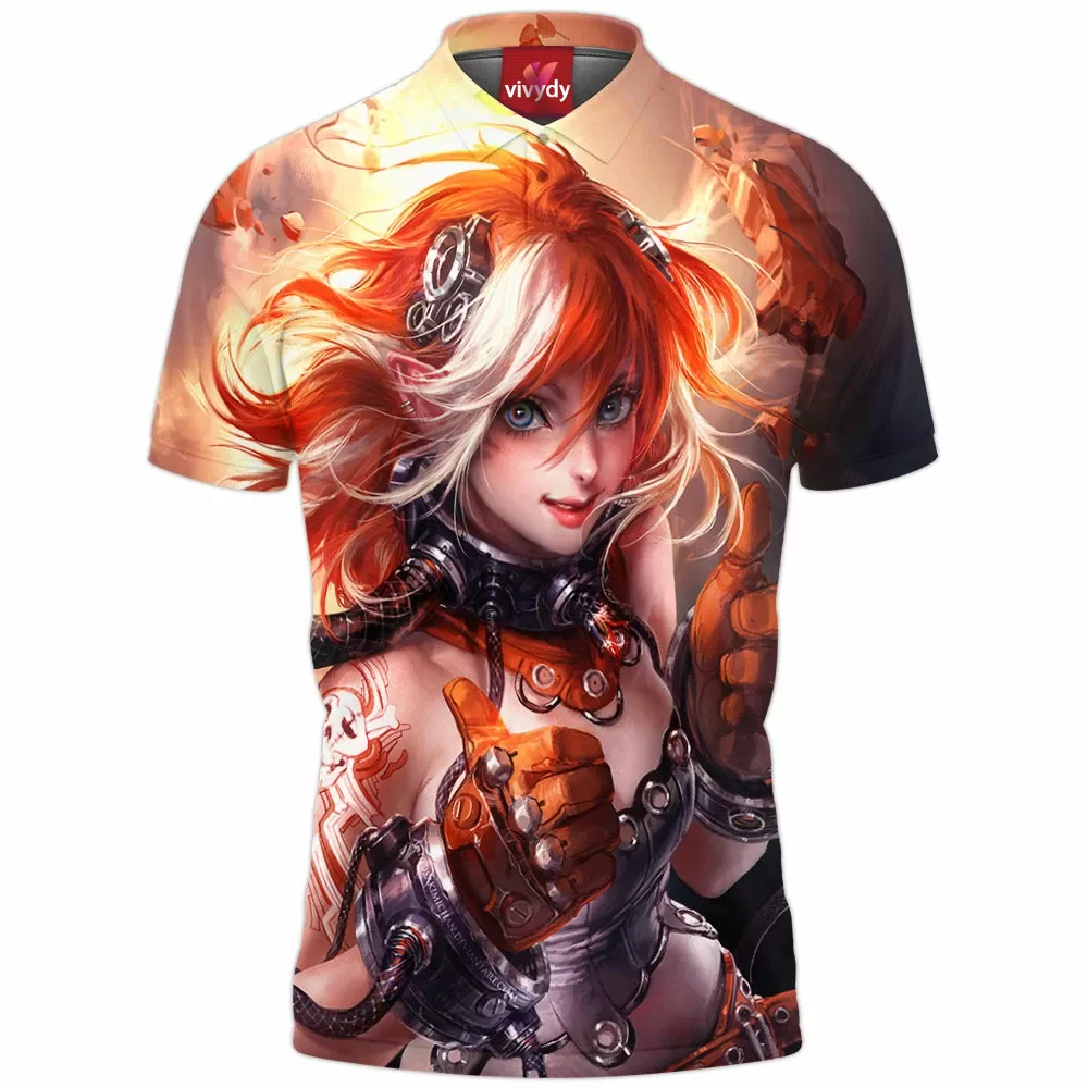 Cyberpunk Girl Polo Shirt