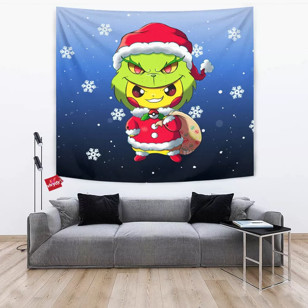 Pikachu Grinch Tapestry