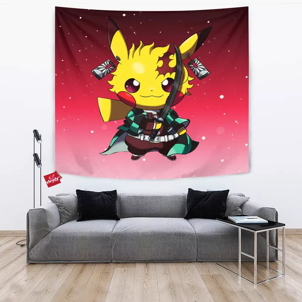 Pikachu Tanjirou Tapestry