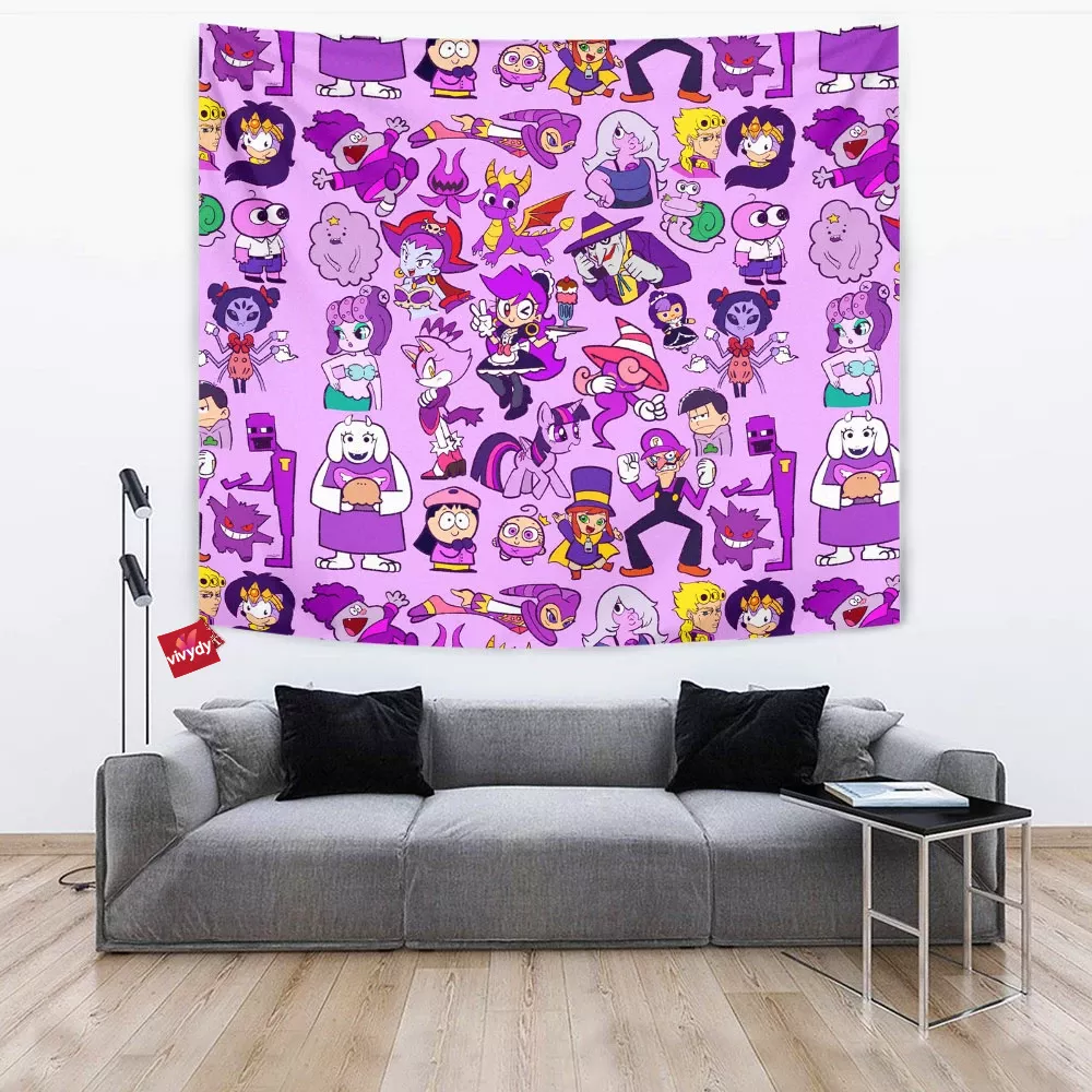 Purple Characters Tapestry